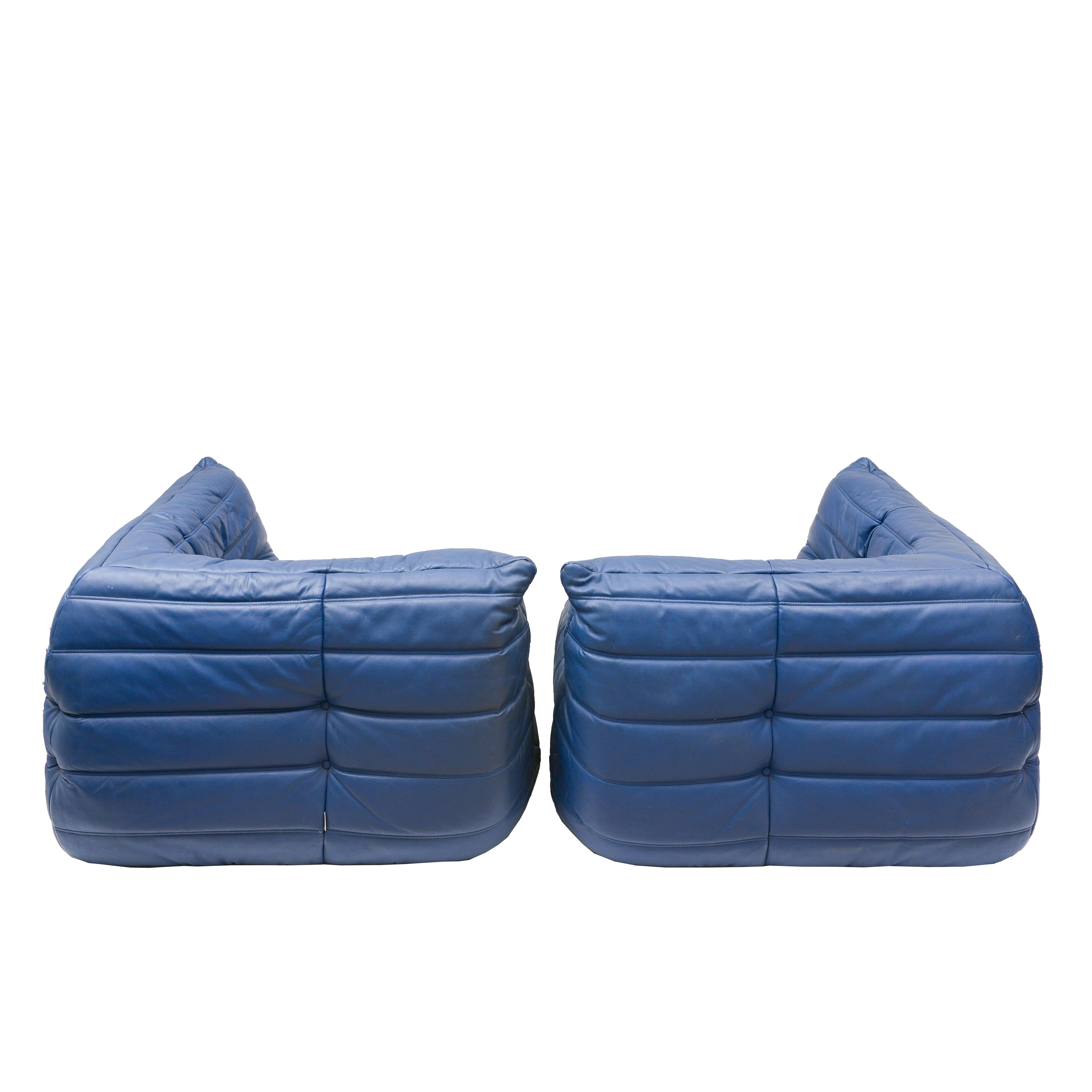 Ligne Roset Togo Vintage Pair Blue Corner Chairs at 1stDibs toga