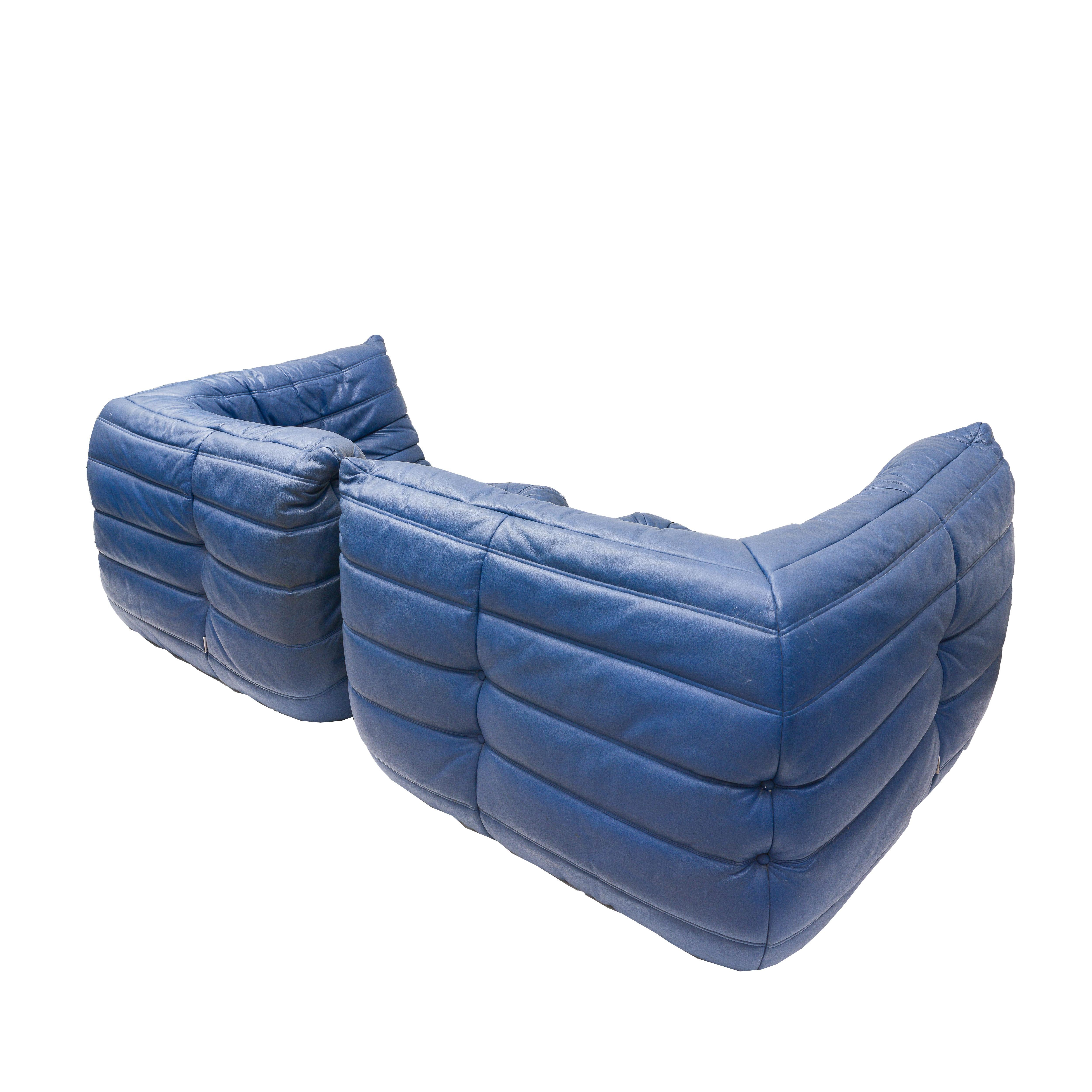 Ligne Roset Togo Vintage Pair Blue Corner Chairs at 1stDibs toga