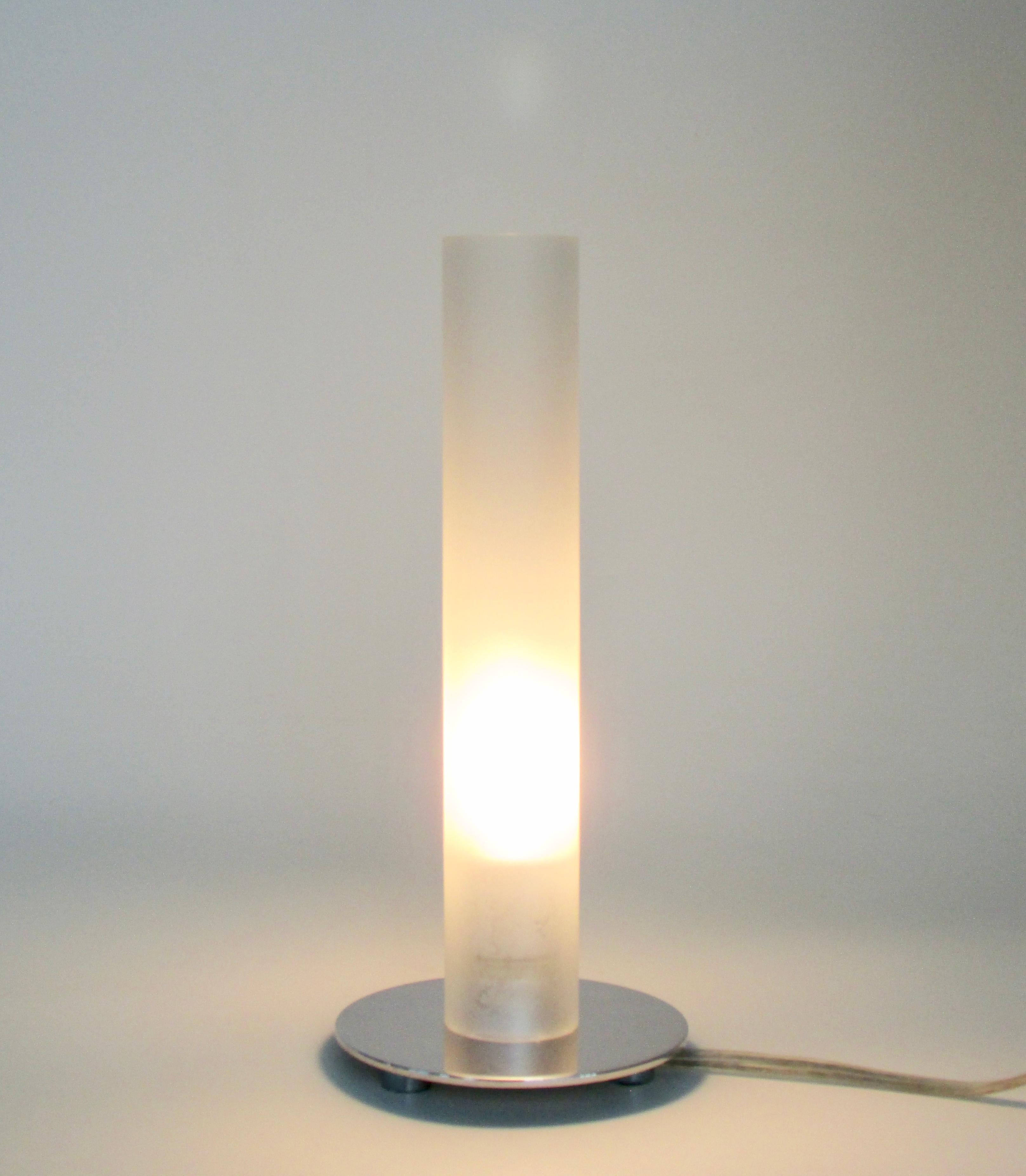 Modern Ligne Roset Tube Table Lamp with Glass Shade For Sale