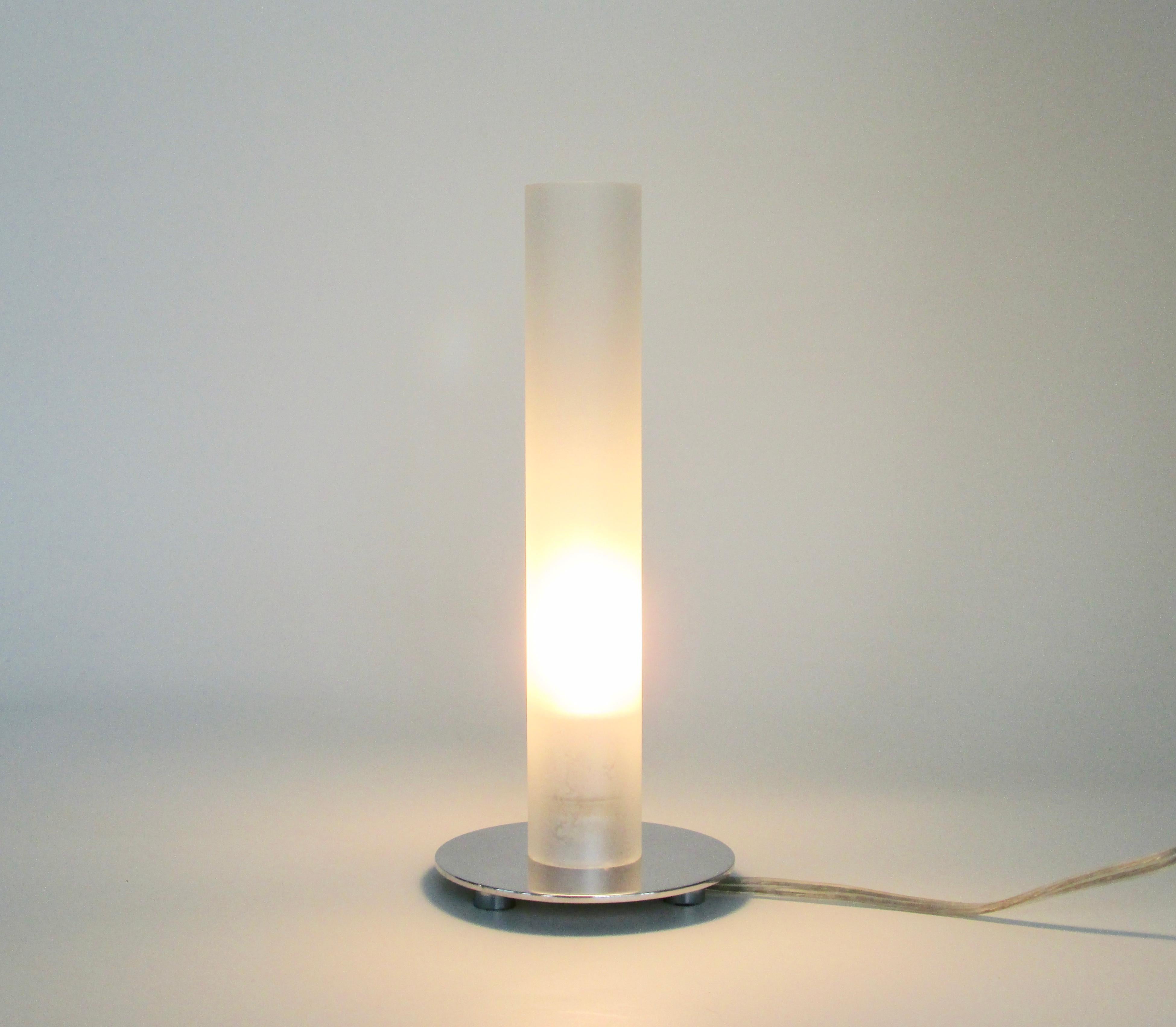 French Ligne Roset Tube Table Lamp with Glass Shade For Sale