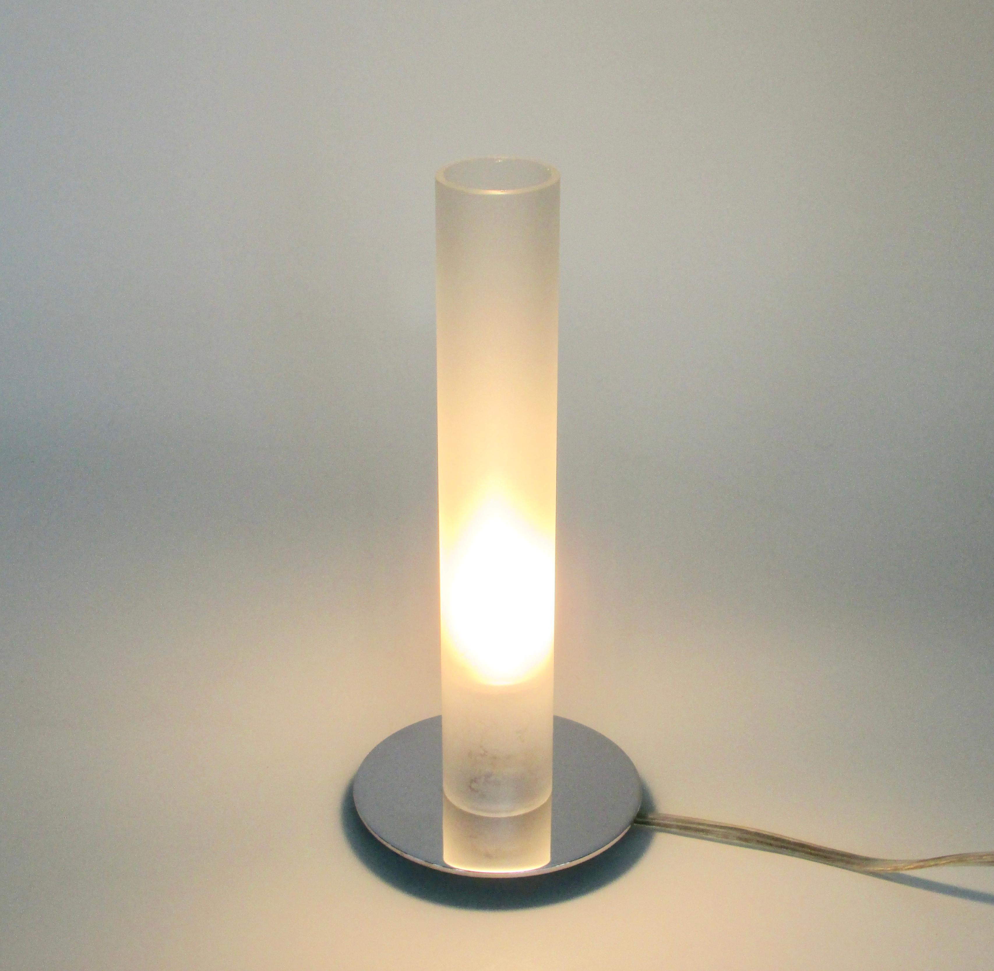Ligne Roset Tube Table Lamp with Glass Shade In Good Condition For Sale In Ferndale, MI