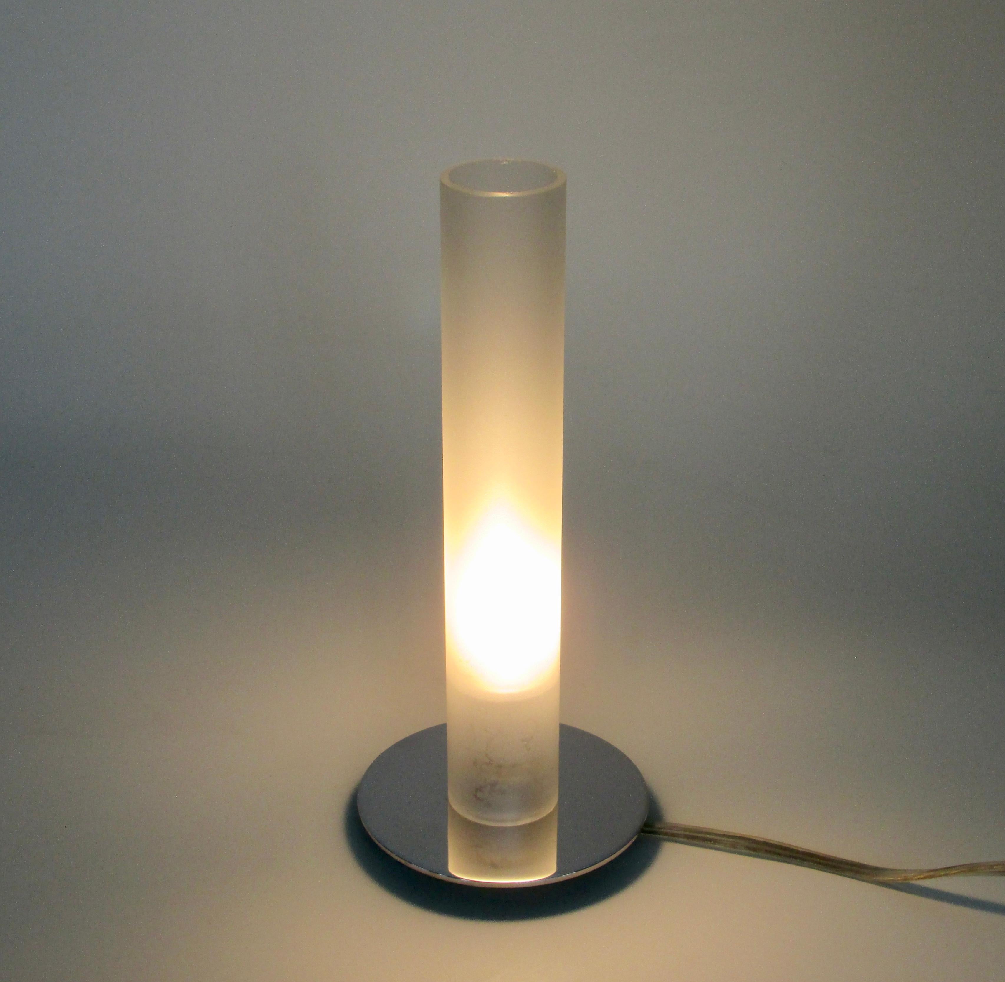 Contemporary Ligne Roset Tube Table Lamp with Glass Shade For Sale