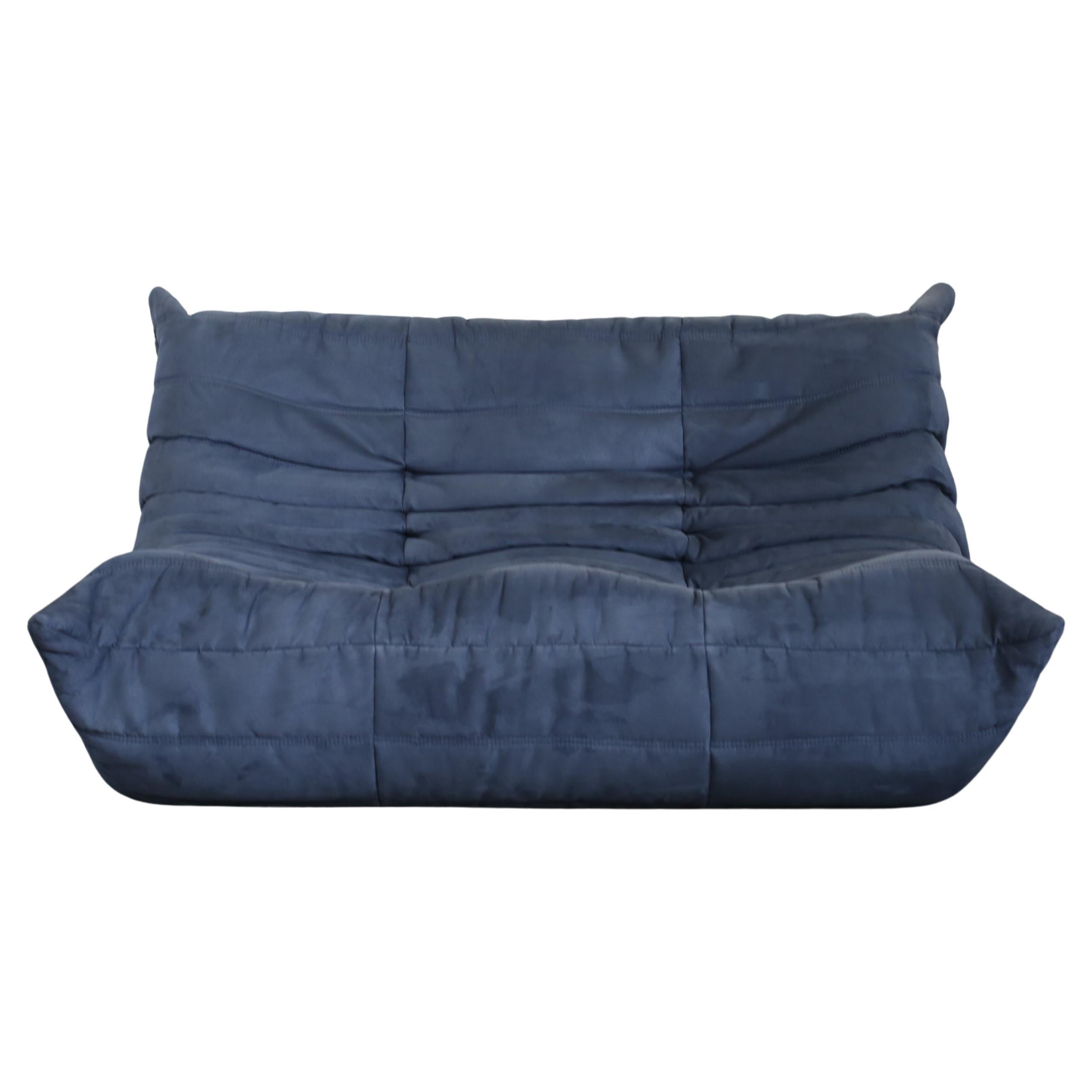 Ligne Roset Two Seater Blue Togo by Michel Ducaroy For Sale