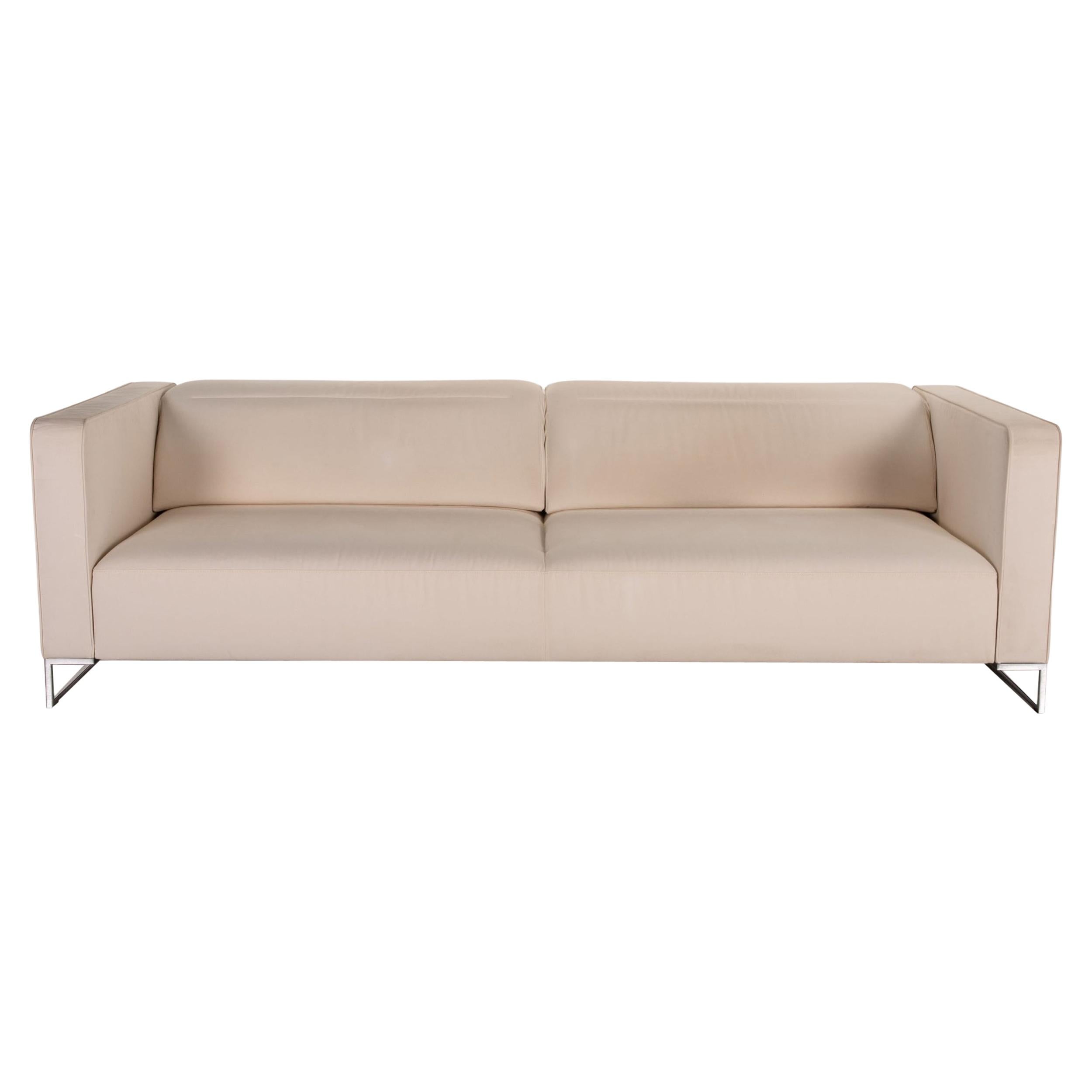 Ligne Roset Urbani Fabric Sofa Cream Three-Seater Couch Function For Sale