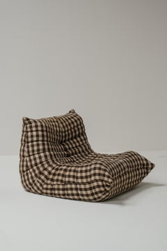 Ligne roset vintage Togo with original checkers textile by Michel Ducaroy