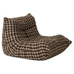 Ligne roset vintage Togo with original checkers textile by Michel Ducaroy