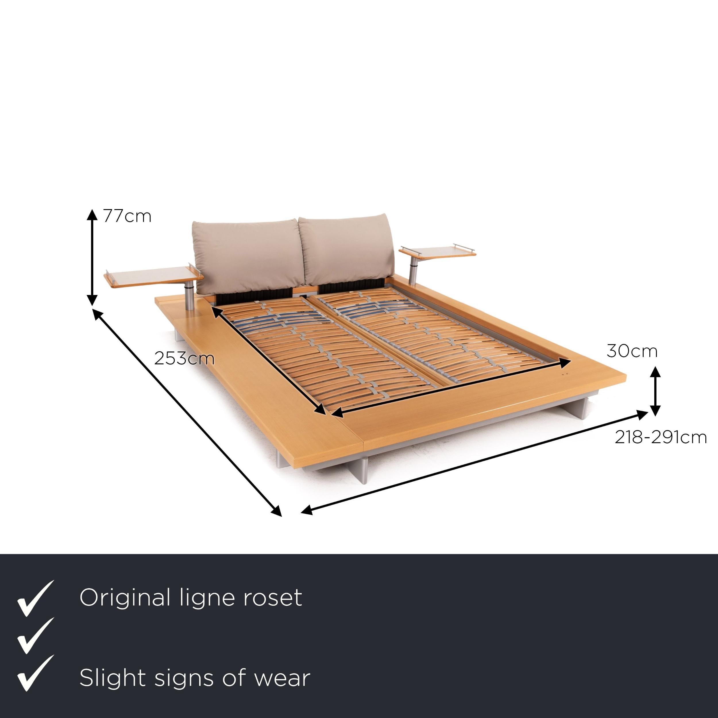 We present to you a ligne roset wood futon double bed 160 x 200 cm bed incl. slatted frame incl. 2x.
 
 

 Product measurements in centimeters:
 

 depth: 253
 width: 218
 height: 77
 seat height: 30
seat depth: 200
 seat width: 160.

 