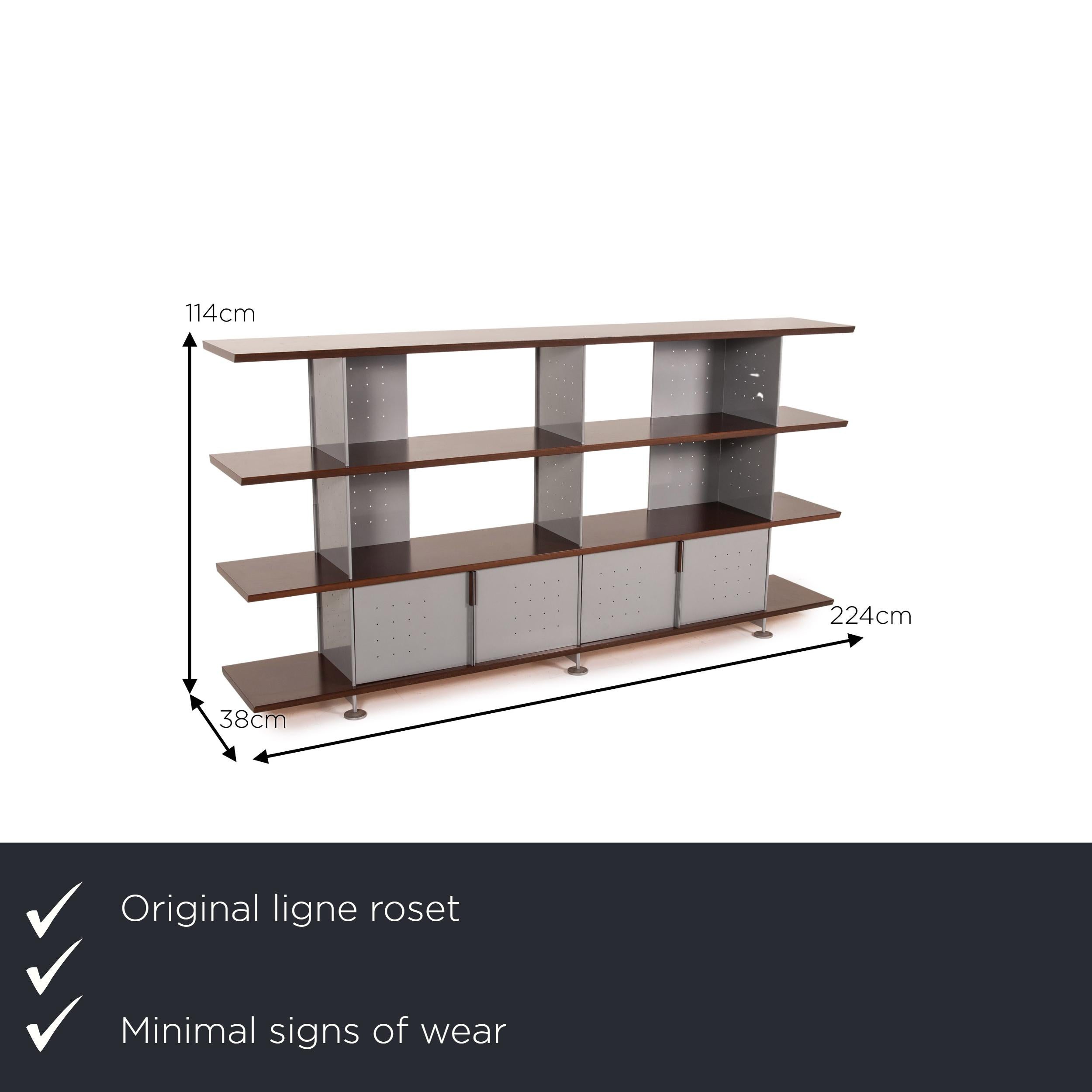 We present to you a ligne roset wood metal shelf brown gray cabinet.
 

 Product measurements in centimeters:
 

 Depth: 38
 Width: 224
 Height: 114.





 