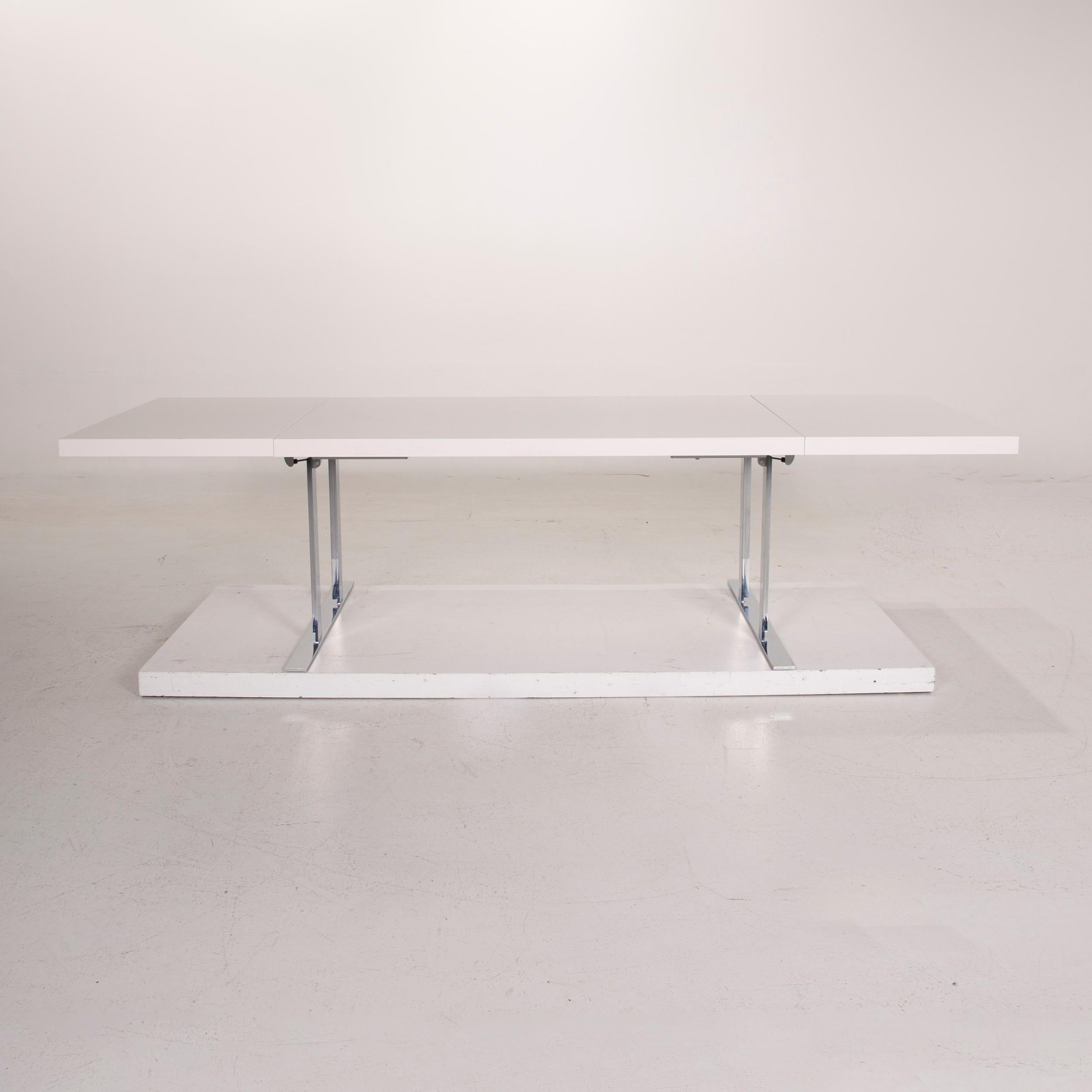Contemporary Ligne Roset Wood Table White Dining Table Function Expandable For Sale