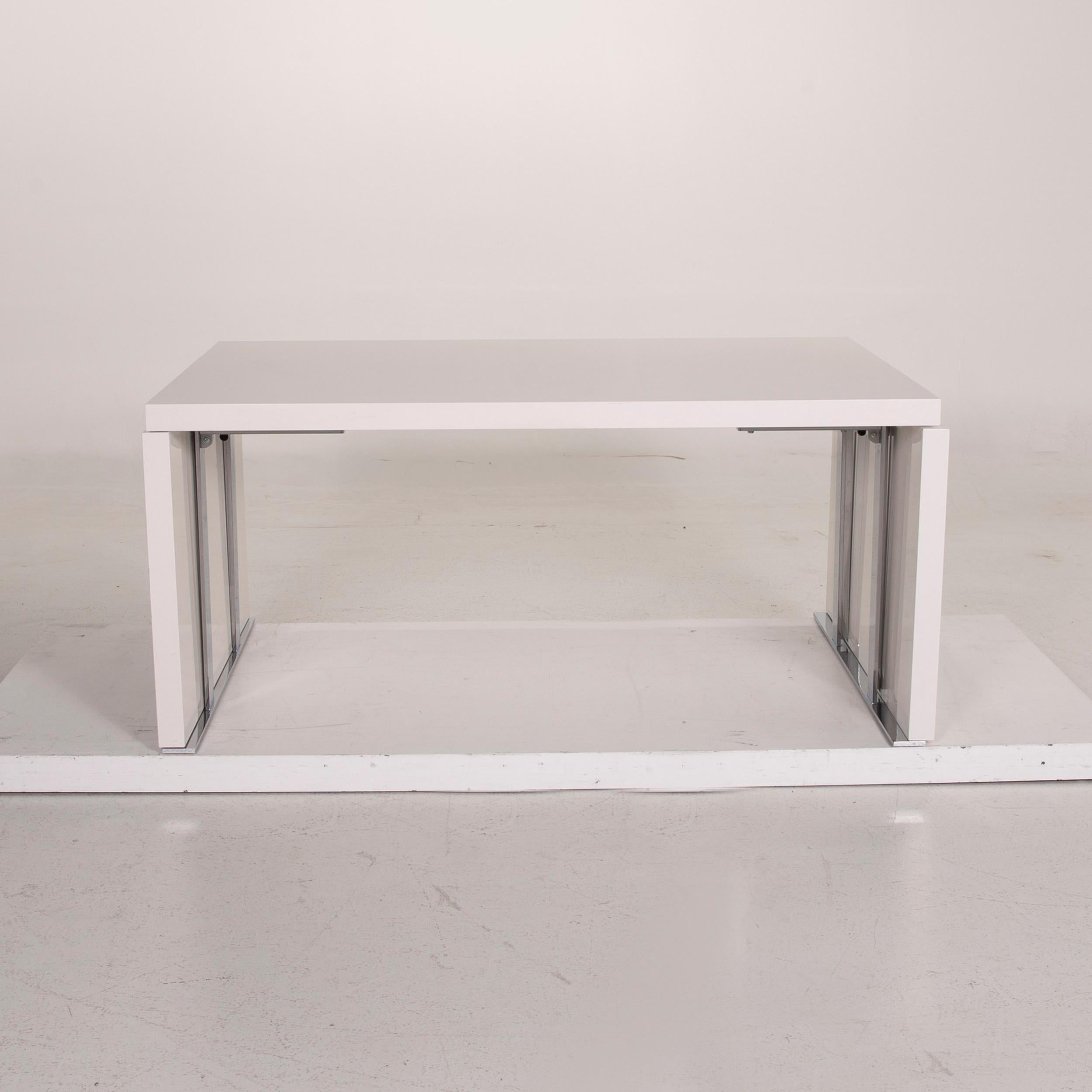 Ligne Roset Wood Table White Dining Table Function Expandable For Sale 2