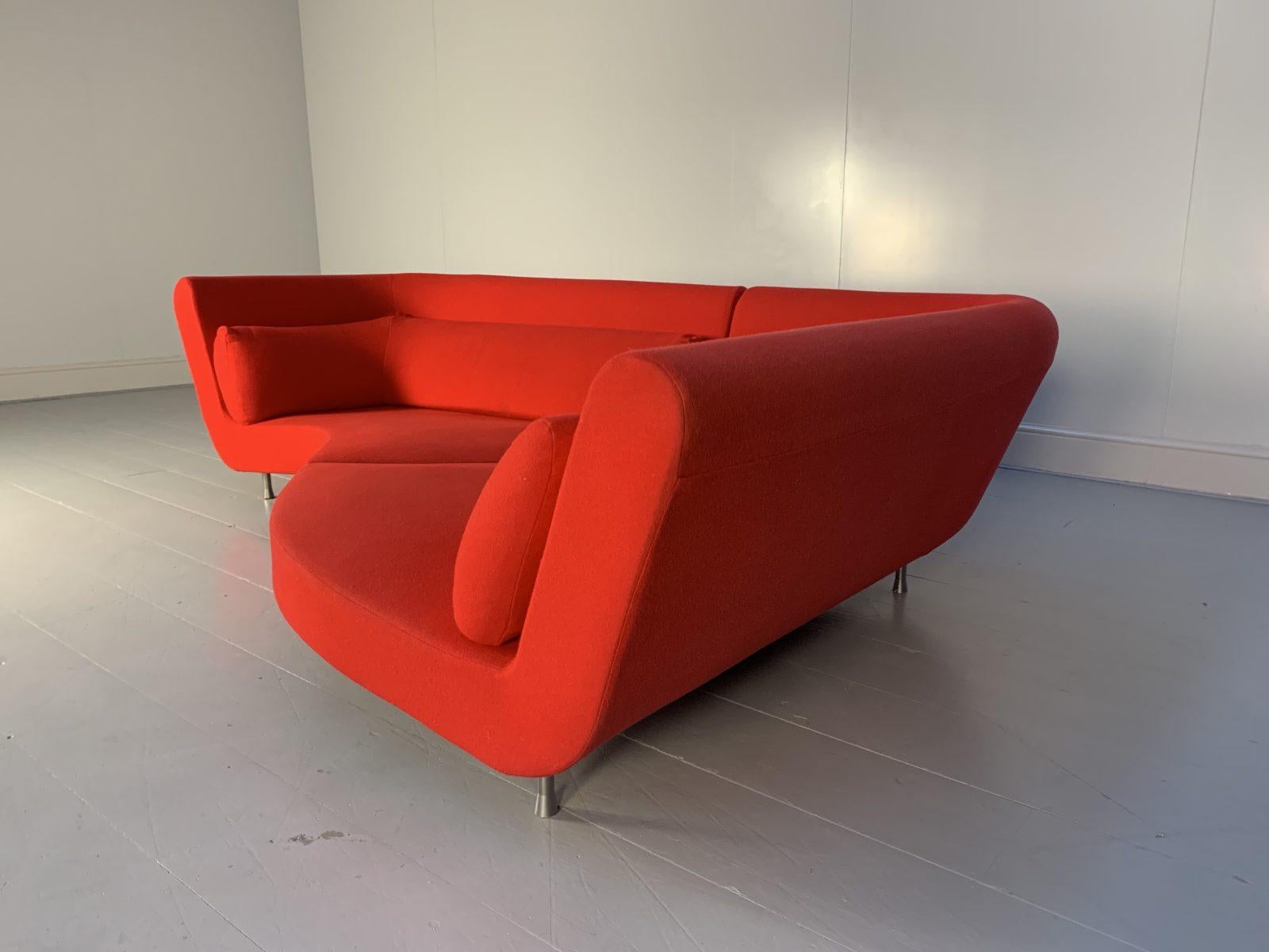 Contemporary Ligne Roset “Yang” Sofa, in Red Kvadrat “Divina” Fabric For Sale