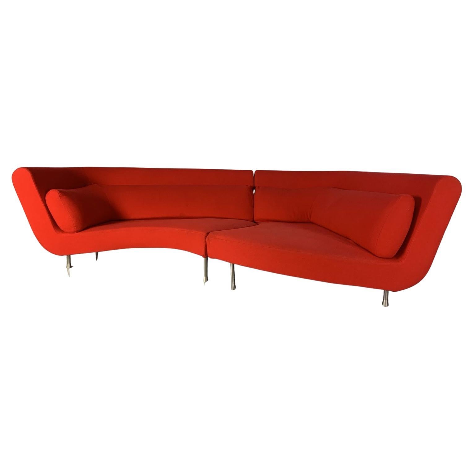 Ligne Roset “Yang” Sofa, in Red Kvadrat “Divina” Fabric For Sale