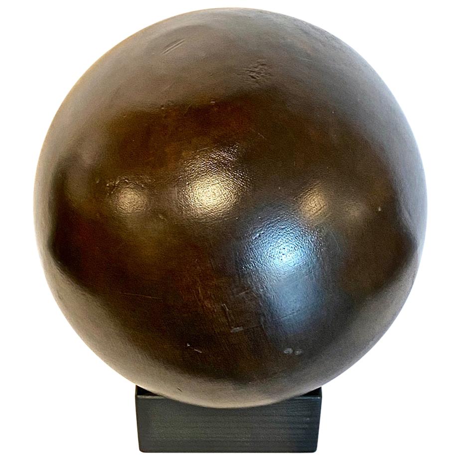 Lignum Vitae Bowling Ball on Stand For Sale