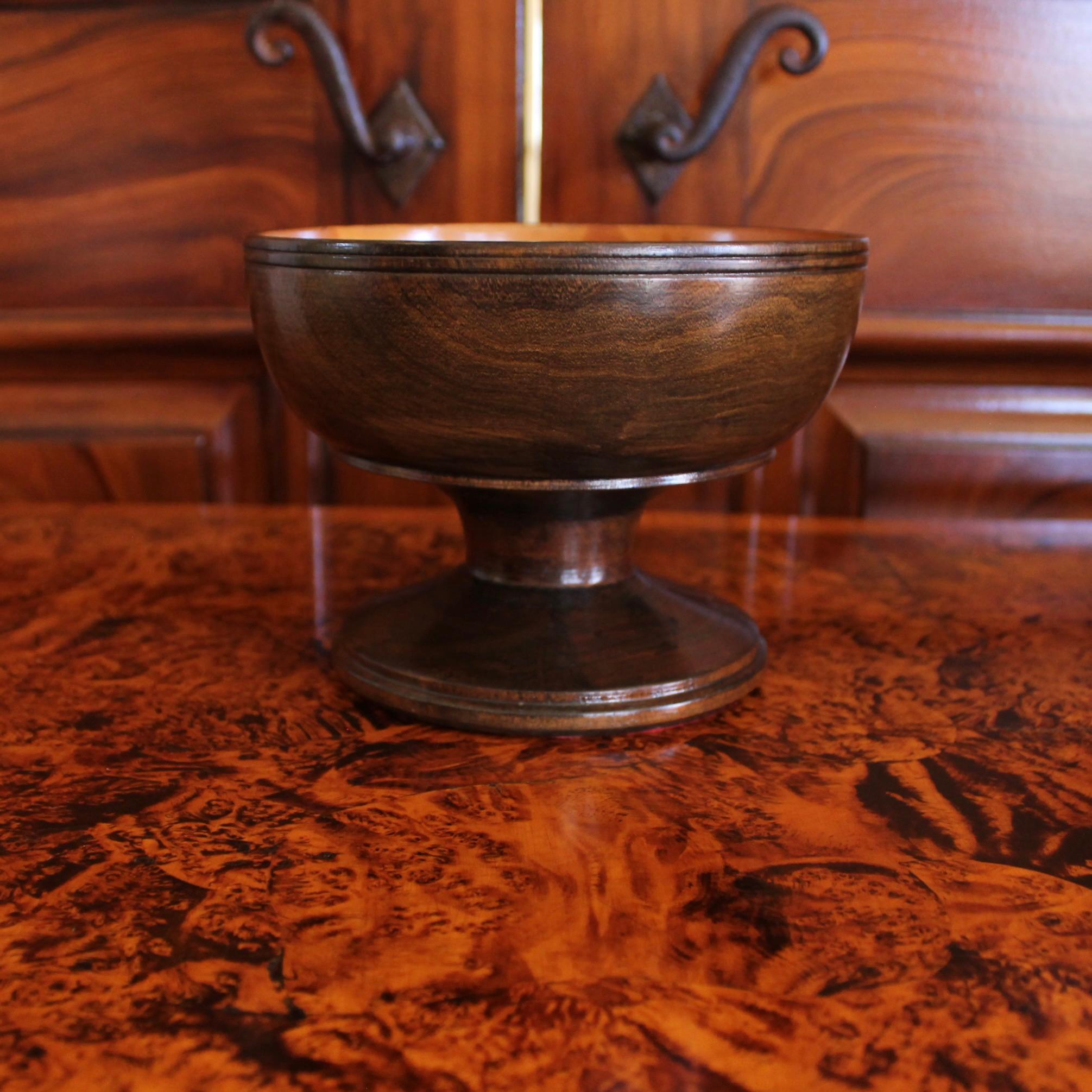Baroque Lignum Vitae English Treen Footed Bowl  (Tazza) For Sale