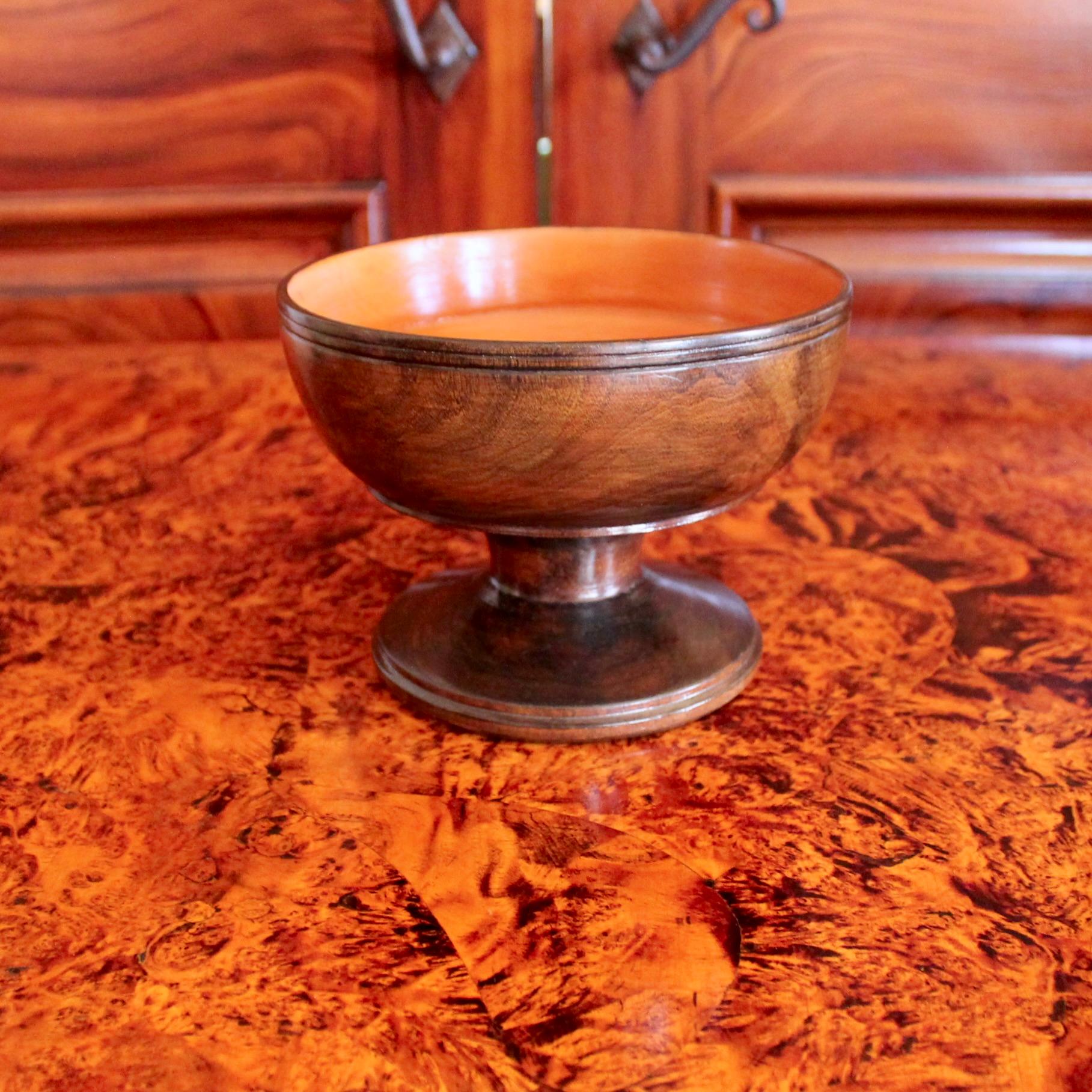 Hand-Carved Lignum Vitae English Treen Footed Bowl  (Tazza) For Sale