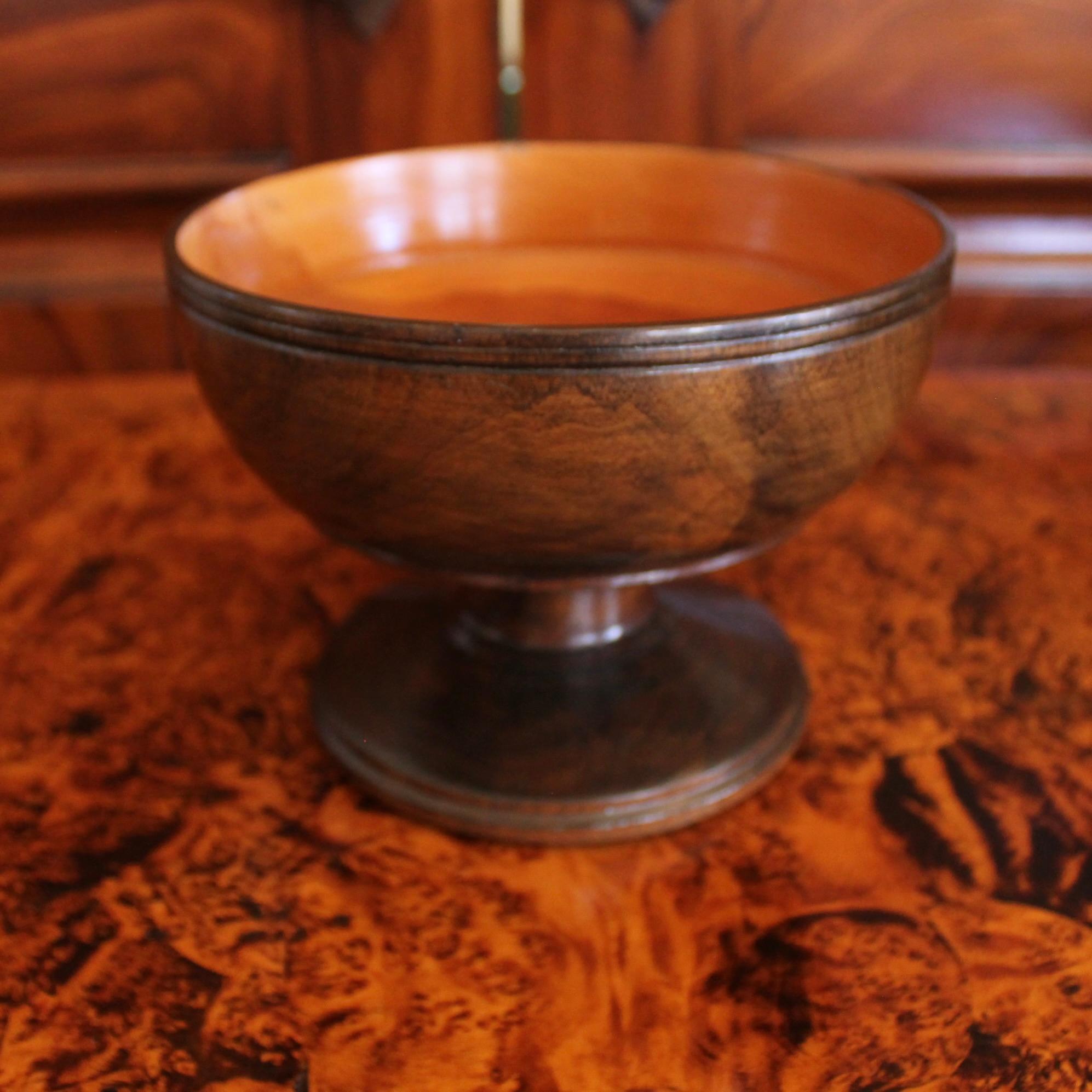 19th Century Lignum Vitae English Treen Footed Bowl  (Tazza) For Sale