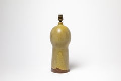 Ligth brown 20th century design ceramic table lamp by Pierre Pigaglio