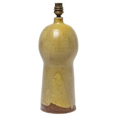 Ligth brown 20th century design ceramic table lamp by Pierre Pigaglio