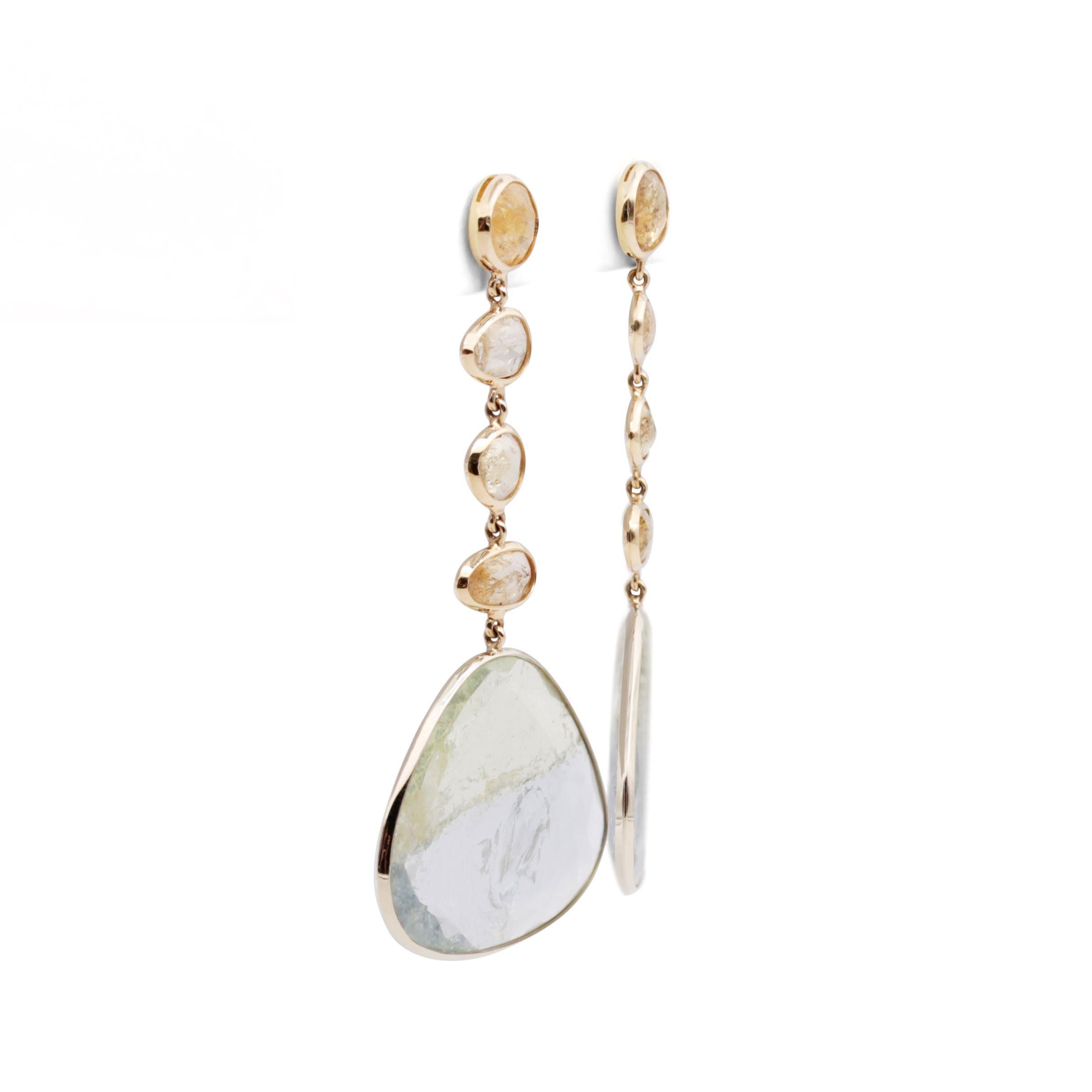 Women's Ligthweight, two-tone Beryl and Topaz Earrings