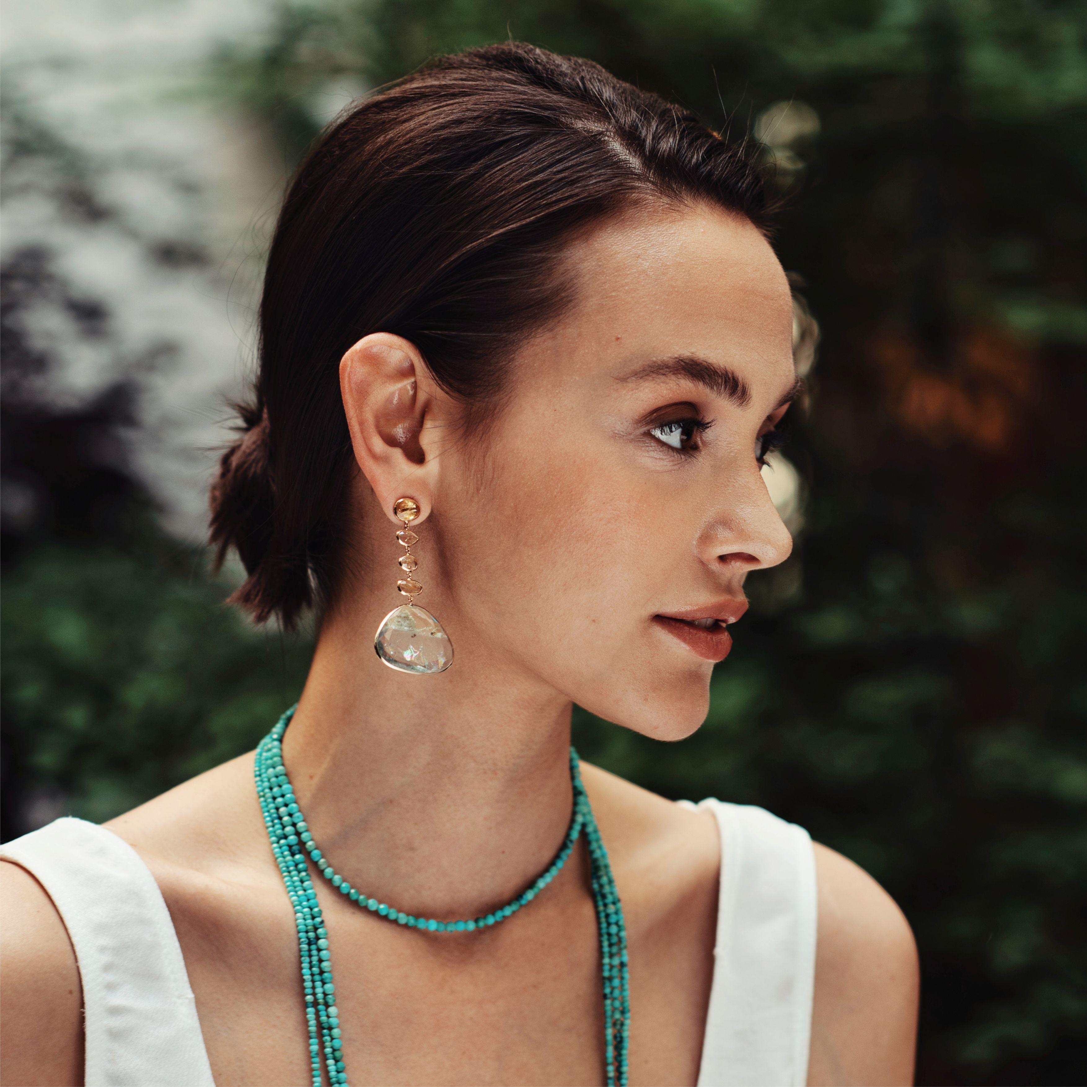 Ligthweight, two-tone Beryl and Topaz Earrings 1
