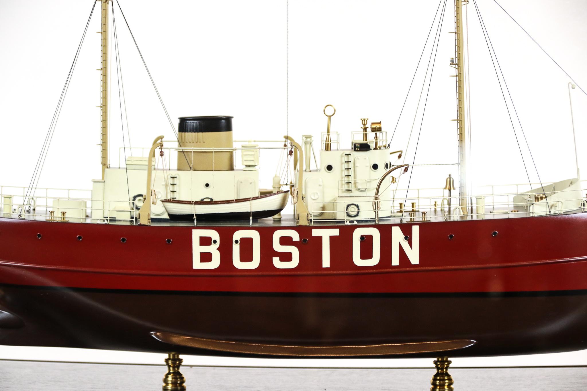 Coast guard lightship Boston model. A lightvessel, or lightship, is a ship that acts as a lighthouse. They are used in waters that are too deep or otherwise unsuitable for lighthouse construction. 

Measures: 33