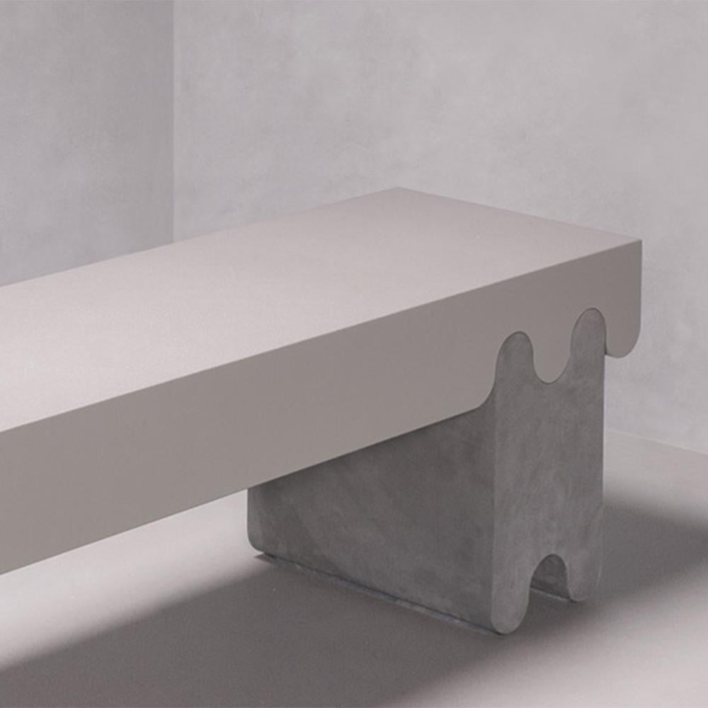 Liguria Leather Grey Bench In New Condition For Sale In Paris, FR