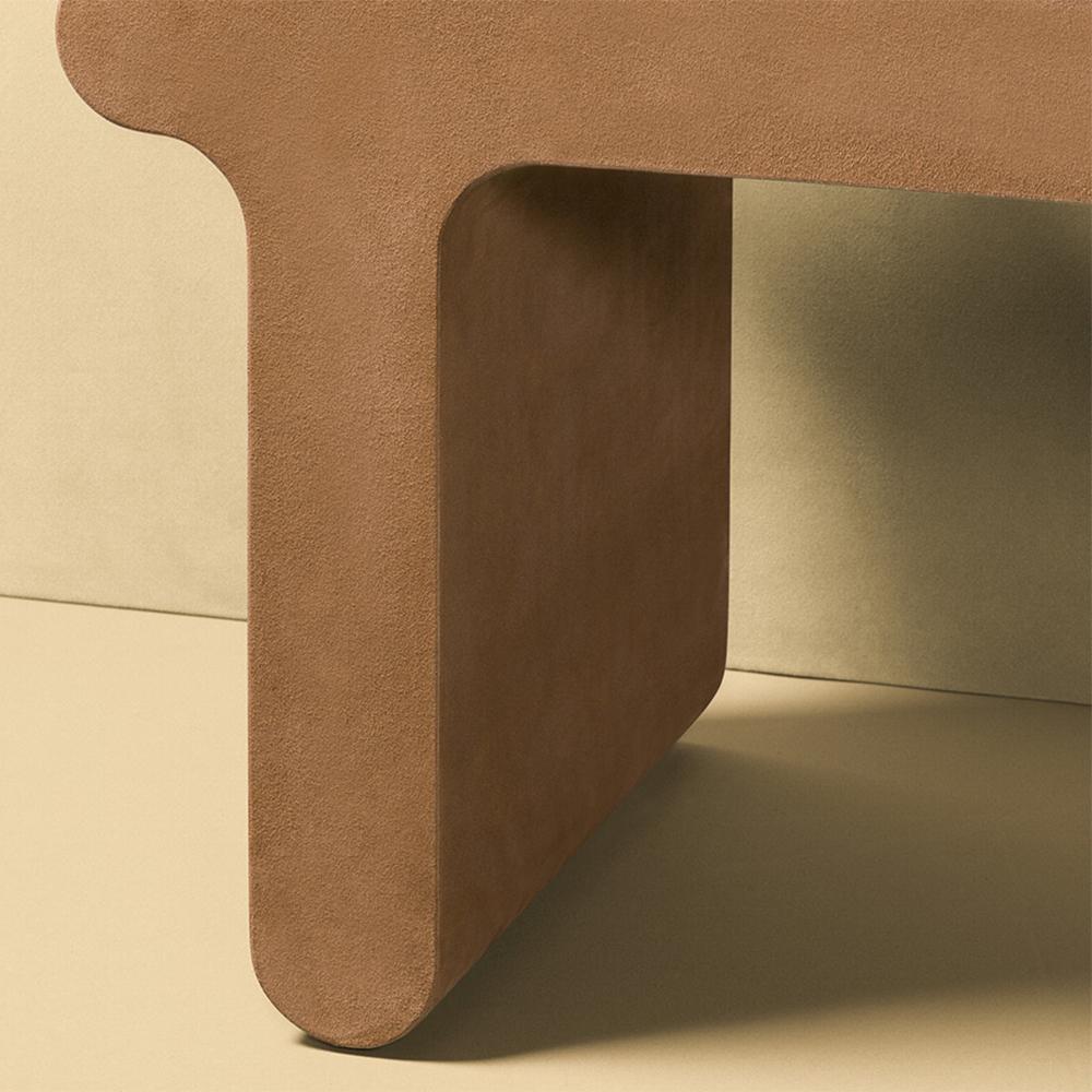 Contemporary Liguria Suede Brown Bench For Sale