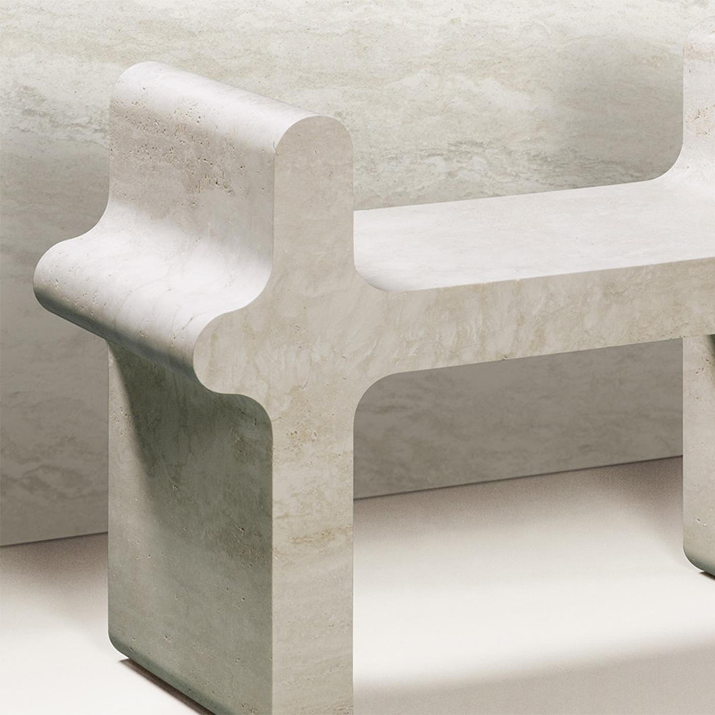 Contemporary Liguria Travertine Stool For Sale