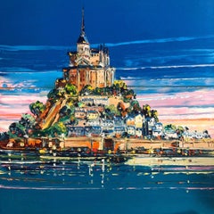 Le Jour Se Leve Sur Mt St Michel - Landscape Art by Liisa Corbiere