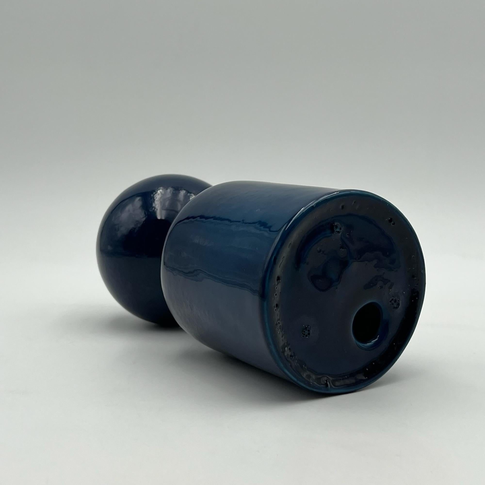 Bougeoir bleu en céramique Liisi Beckmann des années 1960 par Gabbianelli, fabriqué en Italie Bon état - En vente à San Benedetto Del Tronto, IT