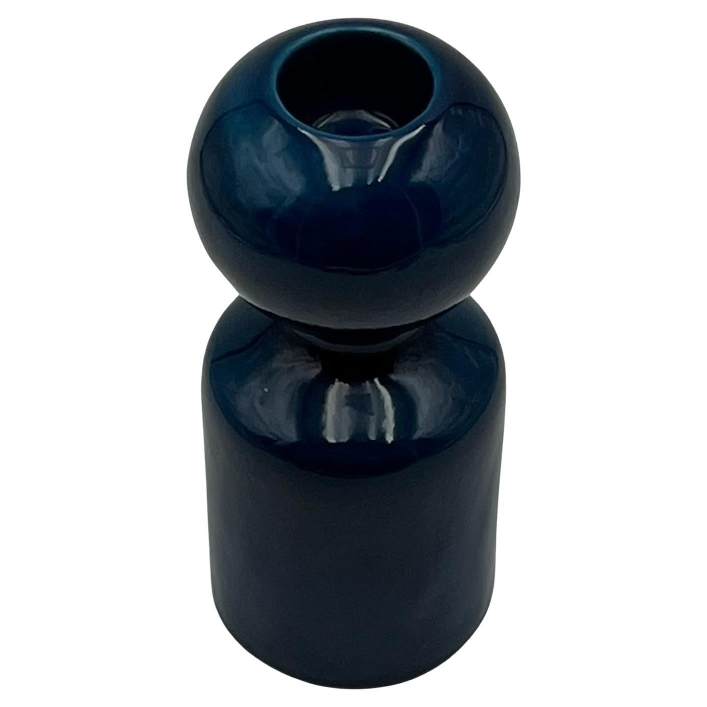 Liisi Beckmanns Gabbianelli-Vase in Blau mit Kerzenhalter aus der Mitte des Jahrhunderts, 1960er Jahre im Angebot