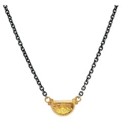 Lika Behar Blackened Silver w/ 14k Gold Half Drum Yin & Yang Adjustable Necklace