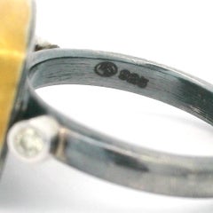 Lika Behar Blackened Silver Yellow Gold Labradorite Diamond Kami Ring