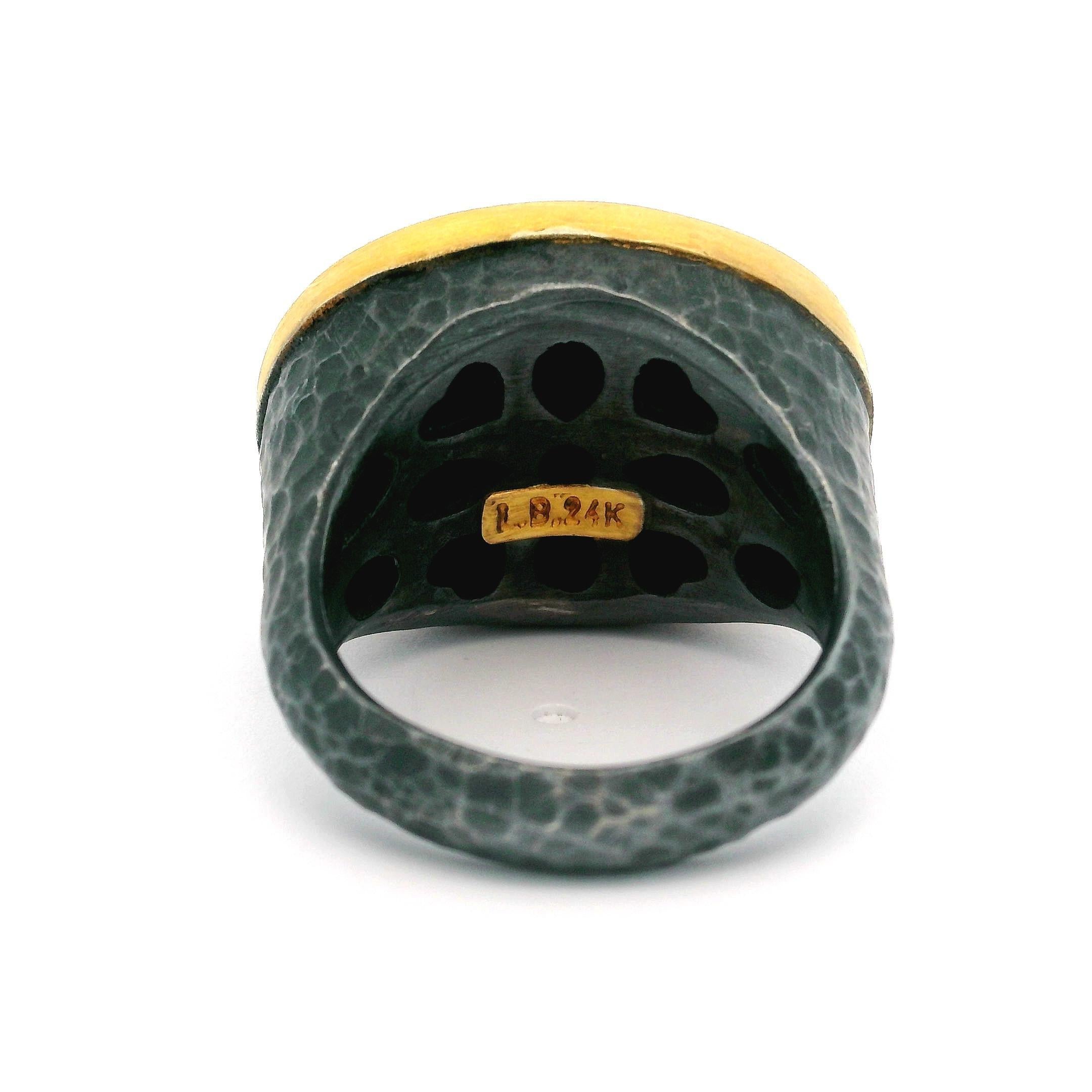 Women's Lika Behar Blackened Silver & Yellow Gold Labradorite Pompei Hammered Ring
