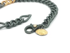 Lika Behar Carla Blackened Silver & 24k Gold Curb Cuban Link Adjustable Bracelet