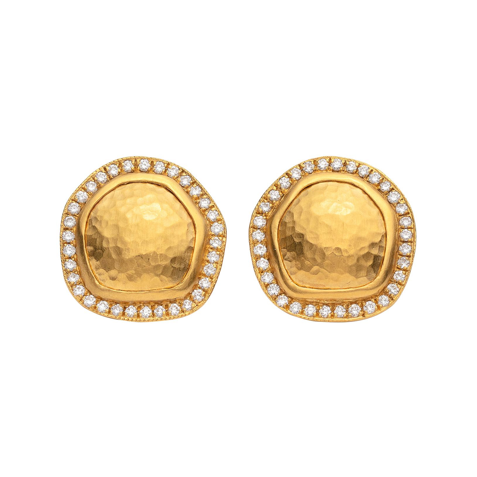 Lika Behar Diamond and 22 Karat Gold Earrings