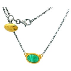 Lika Behar Katya - Collana regolabile con smeraldo ovale solitario in argento sterling