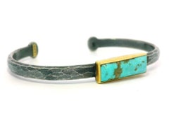 Lika Behar My World Stockholm Blackened Silver 24k Gold Turquoise Cuff Bracelet