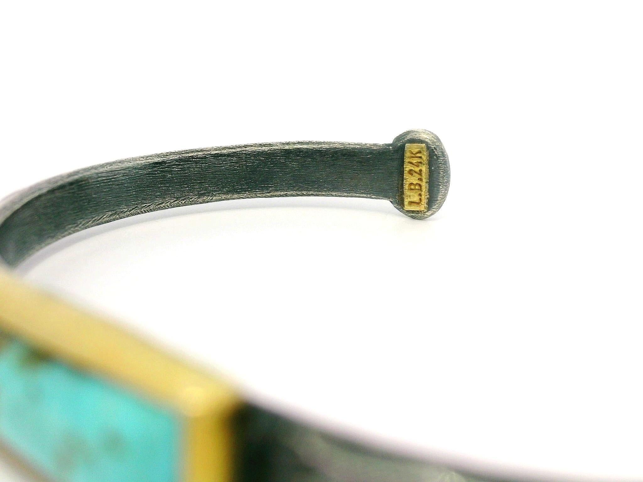 Lika Behar Mi mundo Estocolmo Plata ennegrecida Oro de 24 quilates Pulsera de turquesa en Excelente Estado en Montclair, NJ