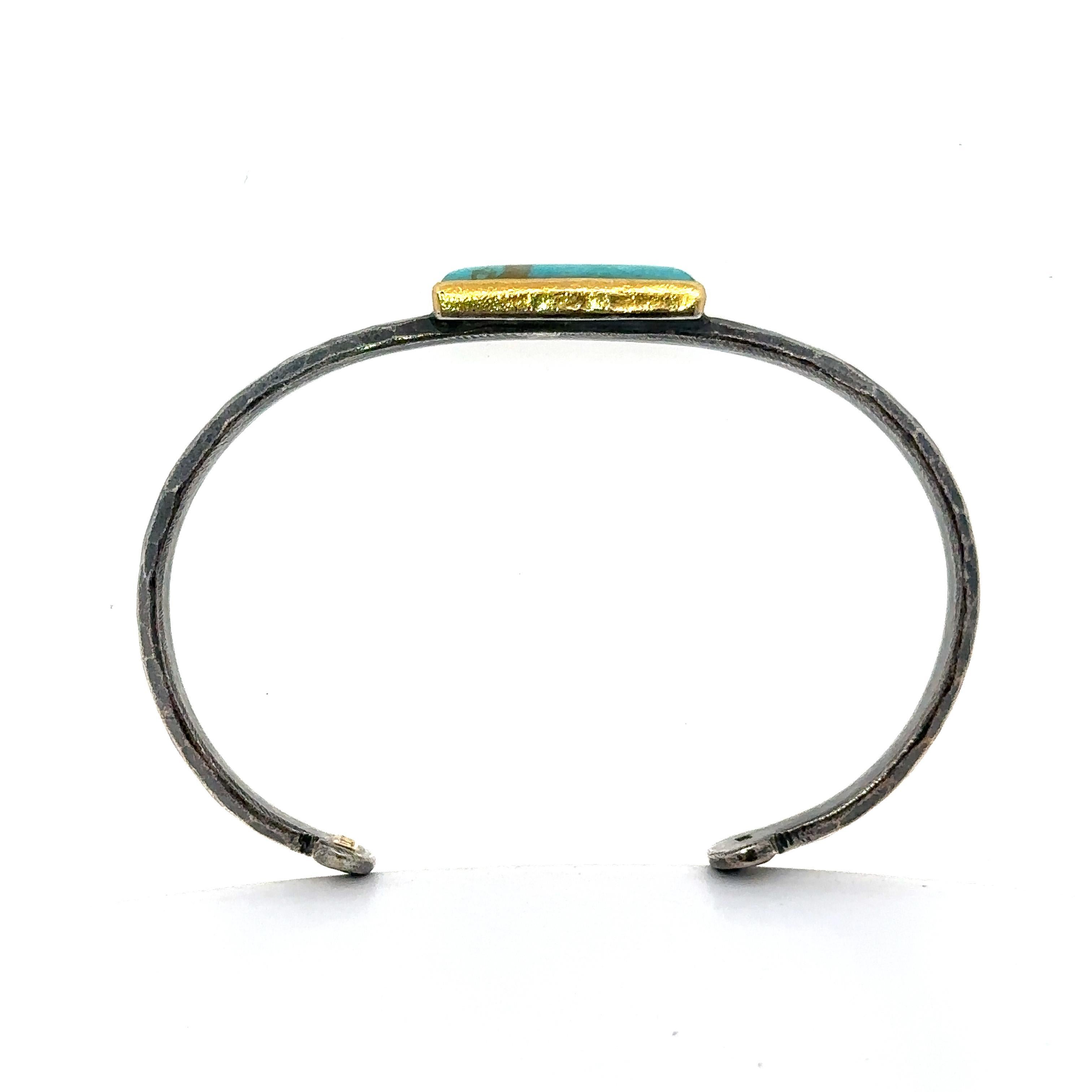 De las mujeres Lika Behar Mi mundo Estocolmo Plata ennegrecida Oro de 24 quilates Pulsera de turquesa