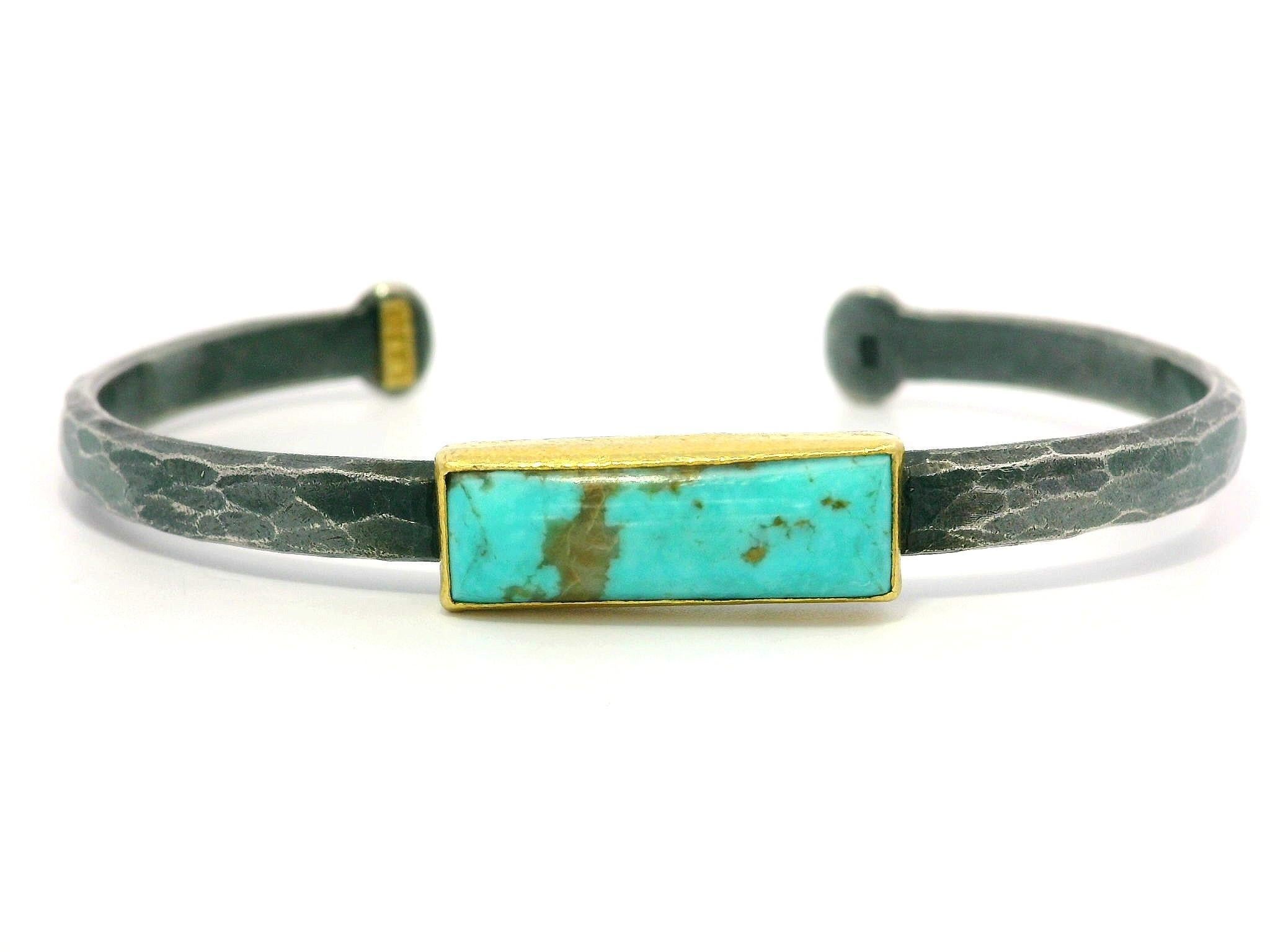 Lika Behar Mi mundo Estocolmo Plata ennegrecida Oro de 24 quilates Pulsera de turquesa 1