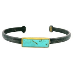 Lika Behar My World Stockholm Blackened Silver 24k Gold Turquoise Cuff Bracelet