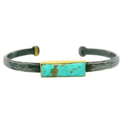 Lika Behar My World Stockholm Blackened Silver 24k Gold Turquoise Cuff Bracelet