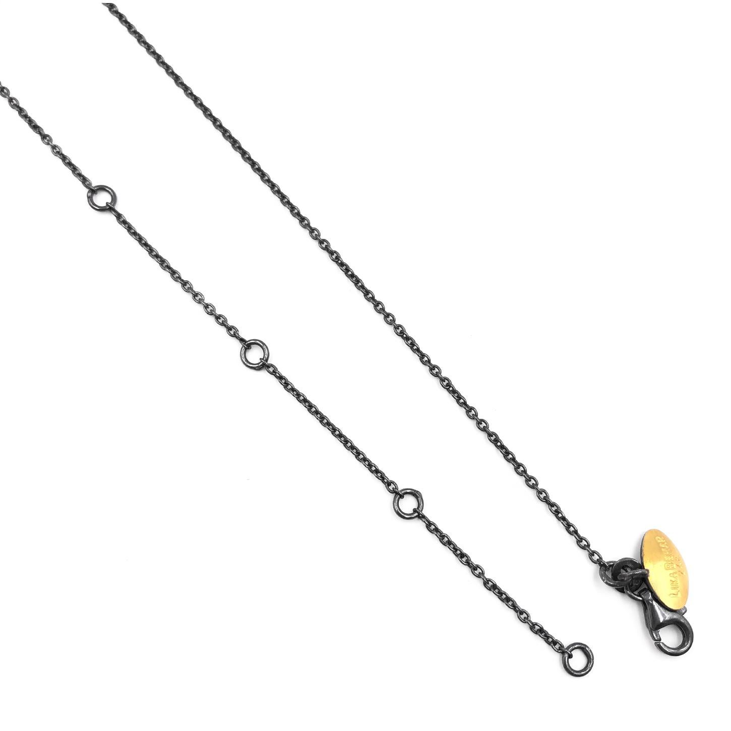 Women's Lika Behar Opal Doublet 24 Karat Gold Oxidized Silver Drop Necklace