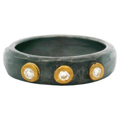 Anello Lika Behar ossidato in argento e oro giallo con diamanti da 5,1 mm Misura 6