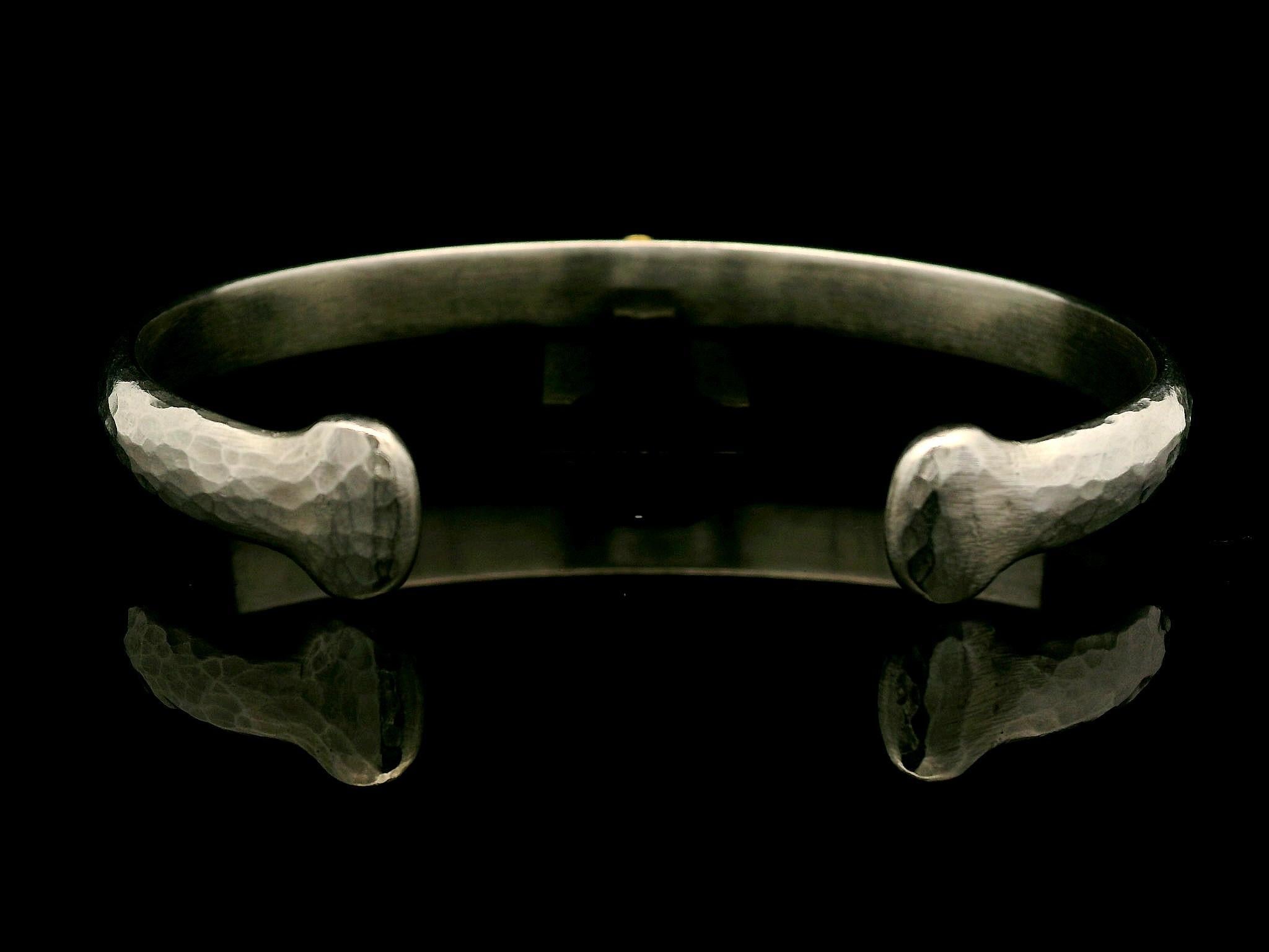 Lika Behar Silver & Yellow Gold 0.28ctw Diamond Stockholm Open Cuff Bracelet In Excellent Condition In Montclair, NJ