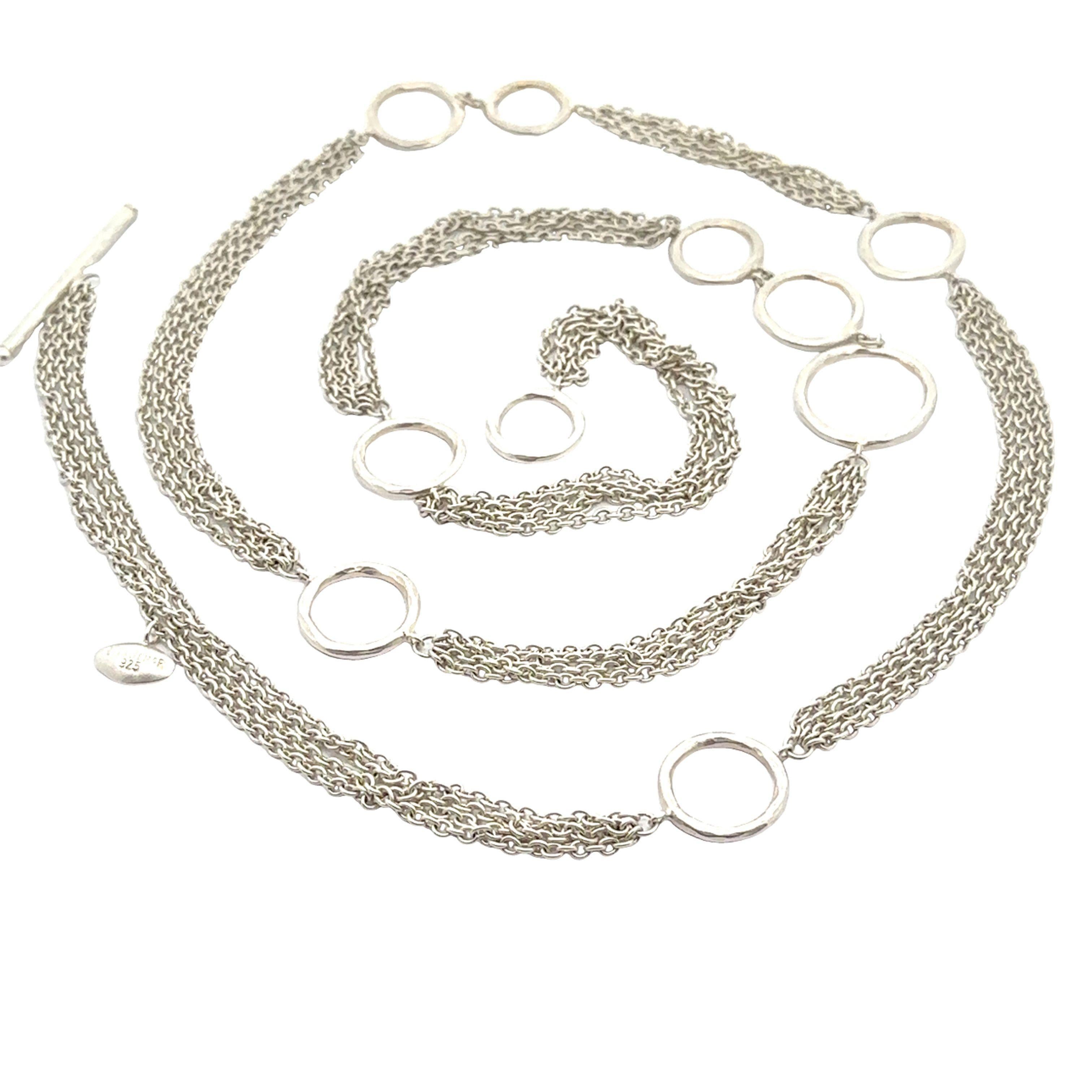 Lika Behar Argent Sterling Multi Strand Cable Chain Toggle Clasp 36