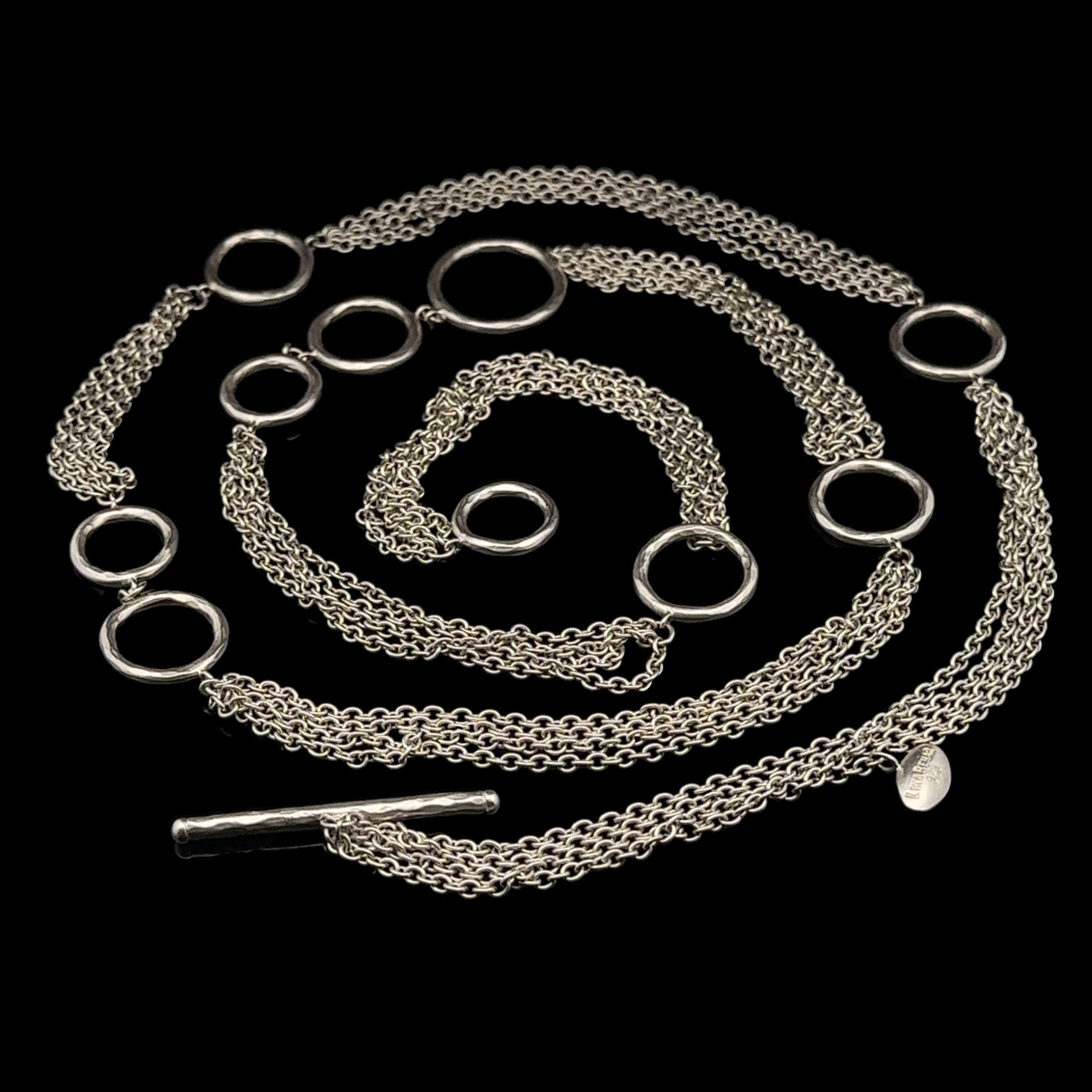 Lika Behar Argent Sterling Multi Strand Cable Chain Toggle Clasp 36
