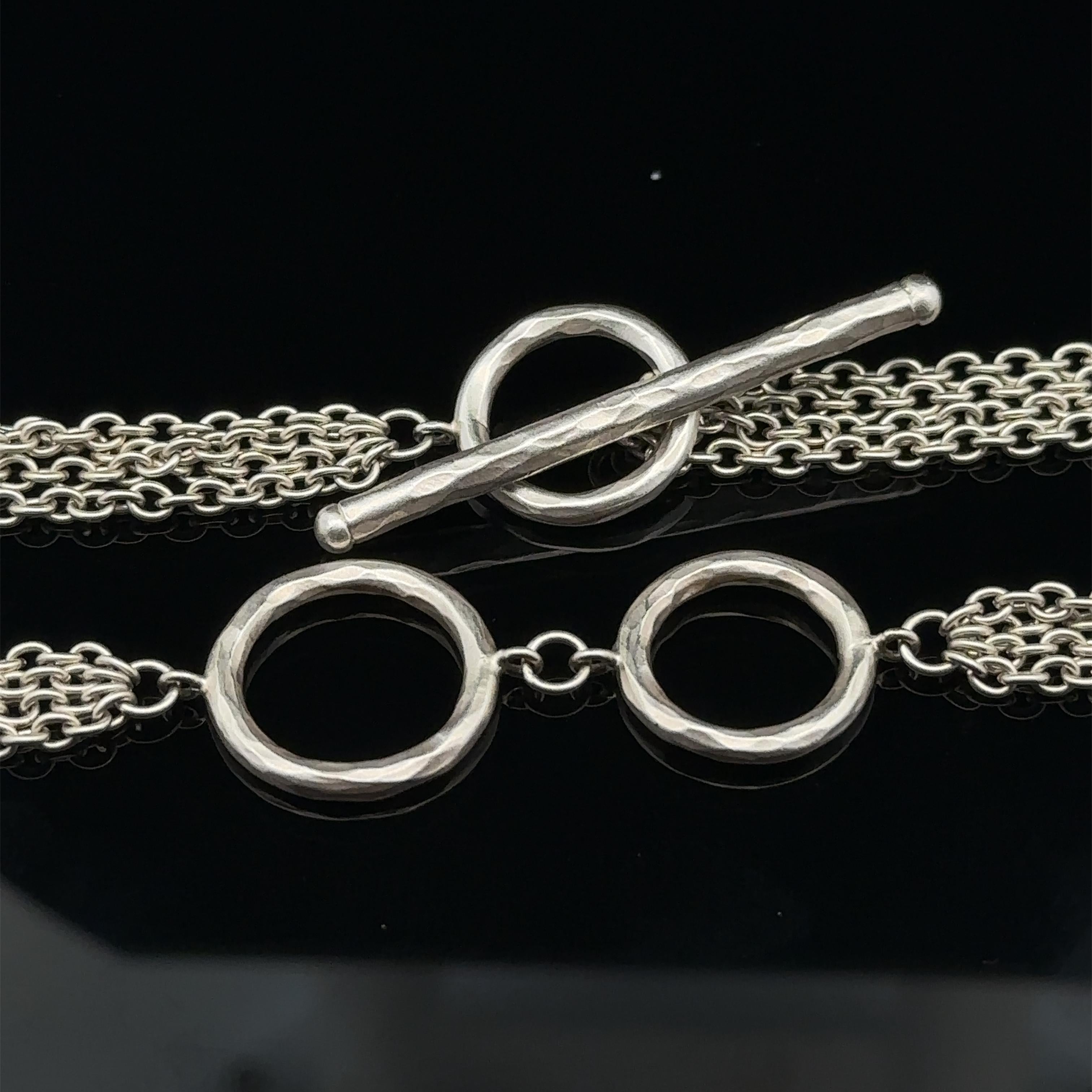 Lika Behar Argent Sterling Multi Strand Cable Chain Toggle Clasp 36
