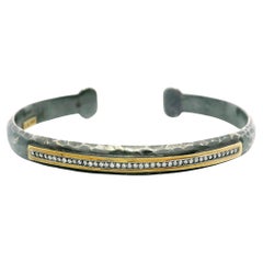 Lika Behar Stockholm Blackened Silver 24k Yellow Gold 0.20 Diamond Cuff Bracelet